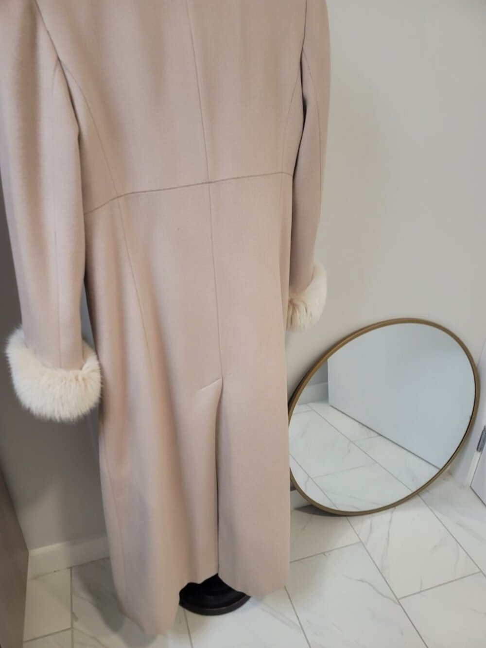 VTG Steve by Searle Faux Fur  Blend  Long Coat Women Sz 4 Beige - Picture 7 of 8